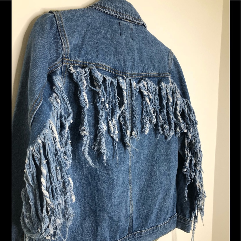 Tassel Back And Sleeve Denim Jacket